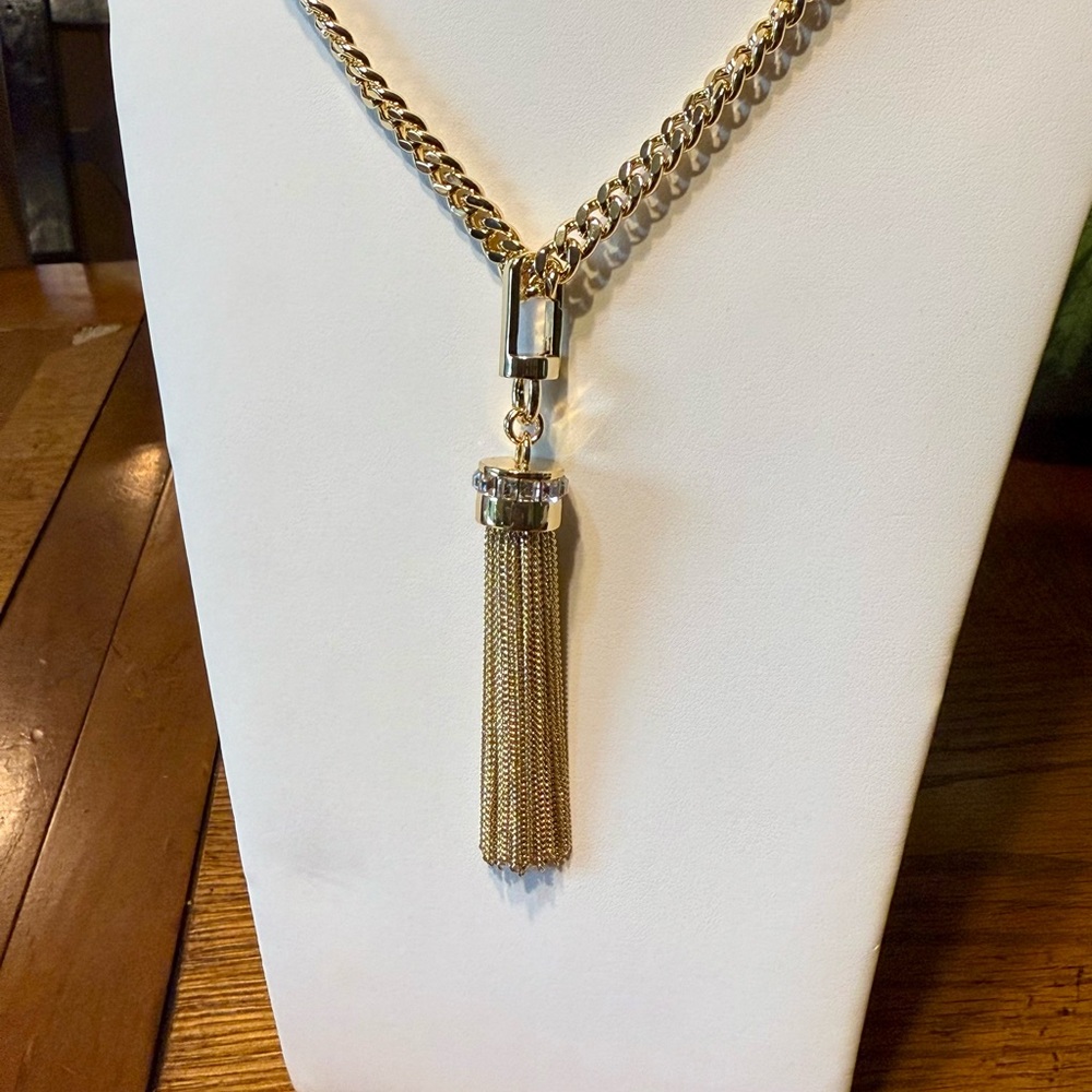 Gold Tassel Pendant Necklace